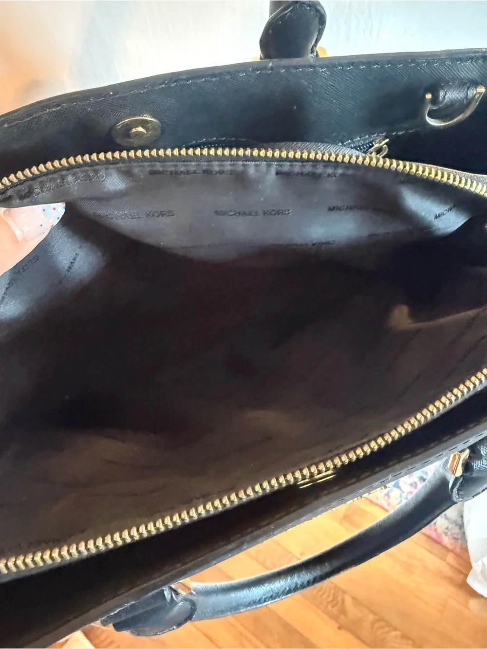 Michael Kors Black Saffiano Leather Savannah Convertible Satchel Bag
